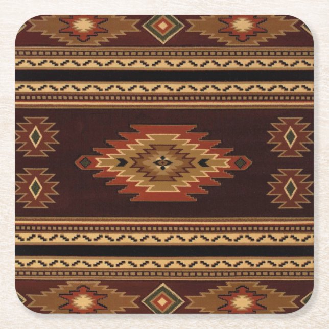 Native American United Weavers Square Paper Coaster (Front)