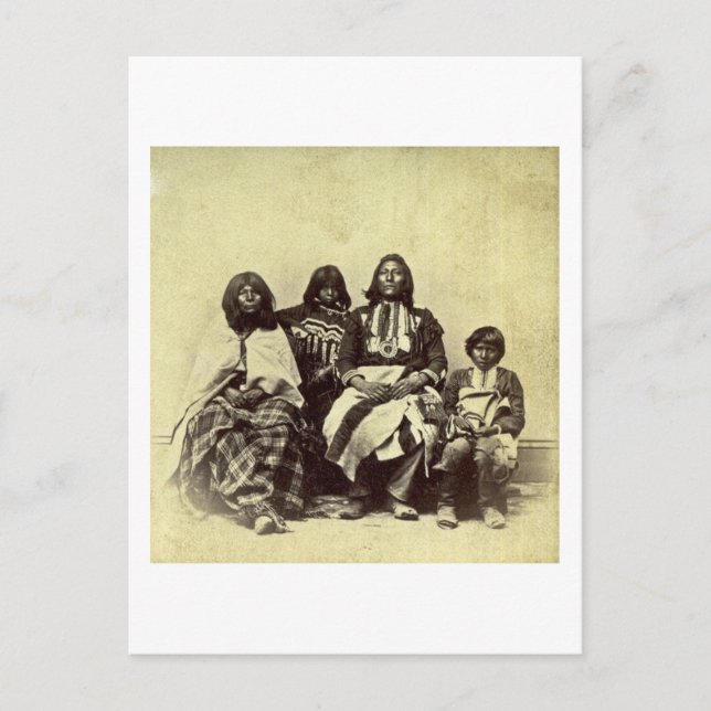 Native American Ute Family Vintage Stereoview Postcard (Front)