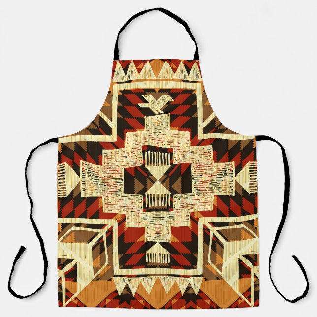 Native American, Vintage Hand-Drawn Abstract. Apron (Front)