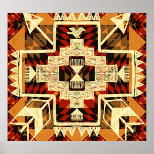 Native American, Vintage Hand-Drawn Abstract. Poster
