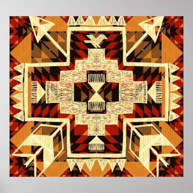 Native American, Vintage Hand-Drawn Abstract. Poster (Front)