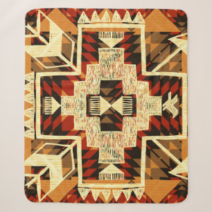 Native American, Vintage Hand-Drawn Abstract. Sherpa Blanket