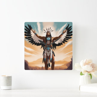 Native American Warrior Clock