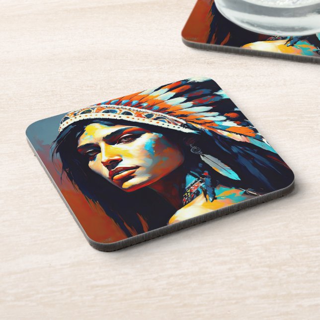 Native American Warrior Princess Coaster (Left Side)