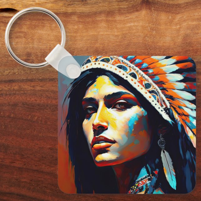Native American Warrior Princess Key Ring (Front)
