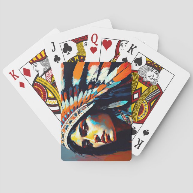 Native American Warrior Princess Playing Cards (Back)