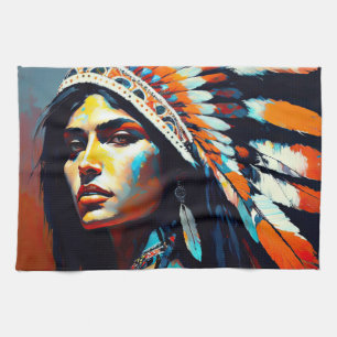 Native American Warrior Princess Tea Towel