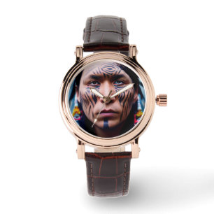 NATIVE AMERICAN WARRIOR WRIST WATCH
