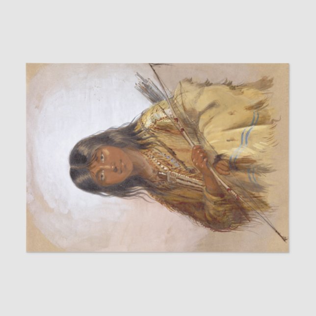 Native American Watercolor Painting Chinook Indian Tissue Paper (Front)