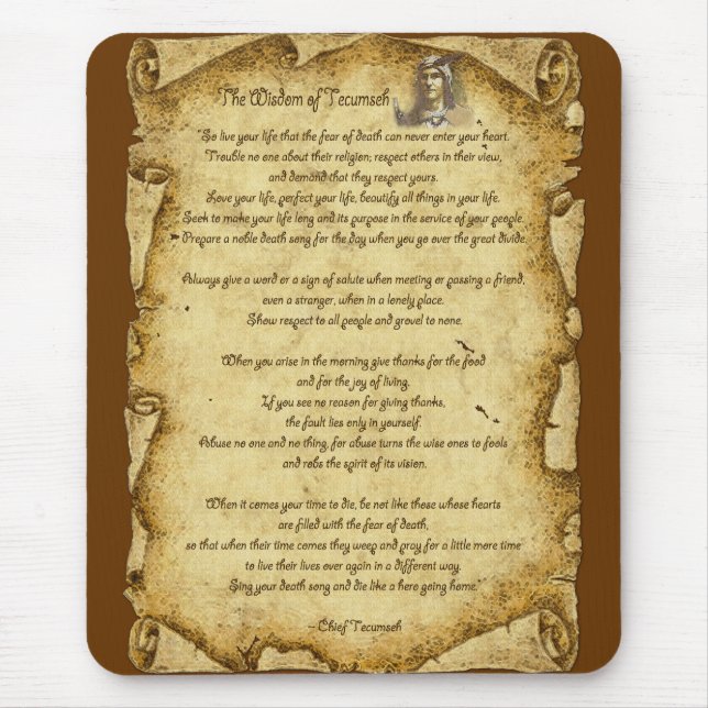 Native American Wisdom of Chief Tecumseh Mouse Mat (Front)