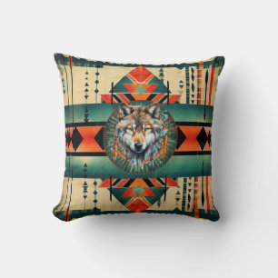 Native American Wolf Cushion