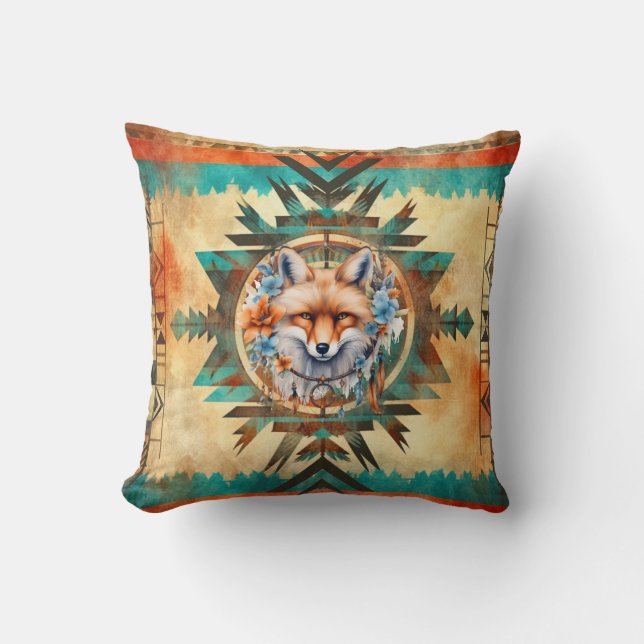 Native American Wolf Cushion (Front)