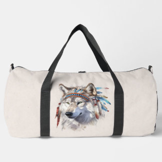 Native American Wolf Duffel Bag