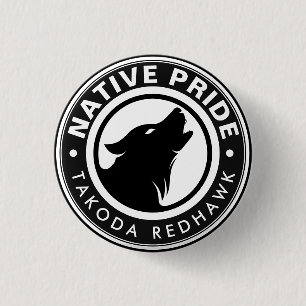 Native American Wolf Logo Personalized Name 3 Cm Round Badge