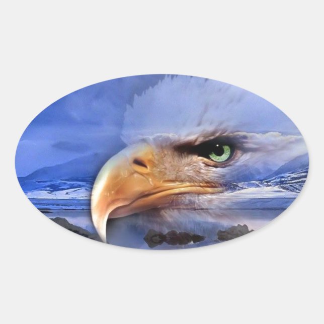 NATIVE AMERICAN / WOLF SPIRIT ART OVAL STICKER (Front)