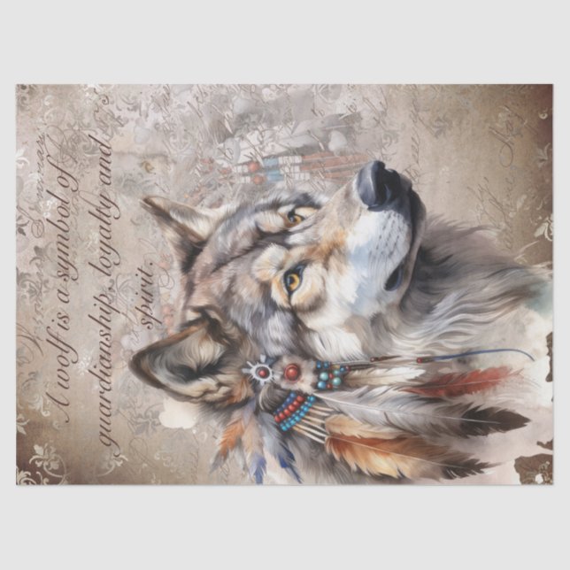 Native American Wolf Tissue Paper (Front)