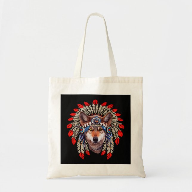 Native American Wolves Wolf Lovers Anthropomorphis Tote Bag (Front)