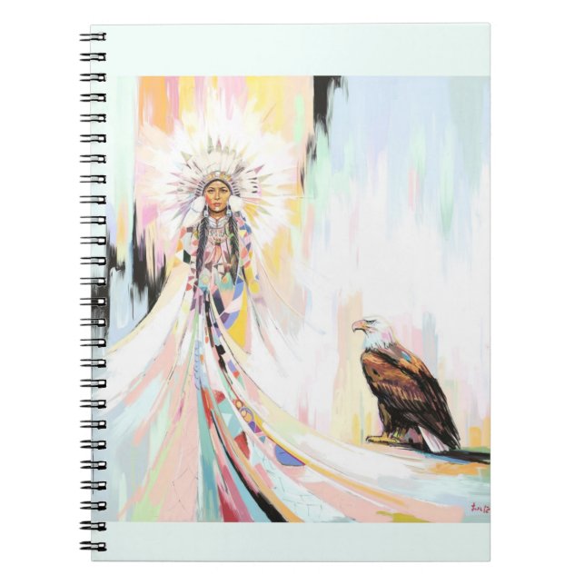 Native American Woman And Eagle Notebook (Front)