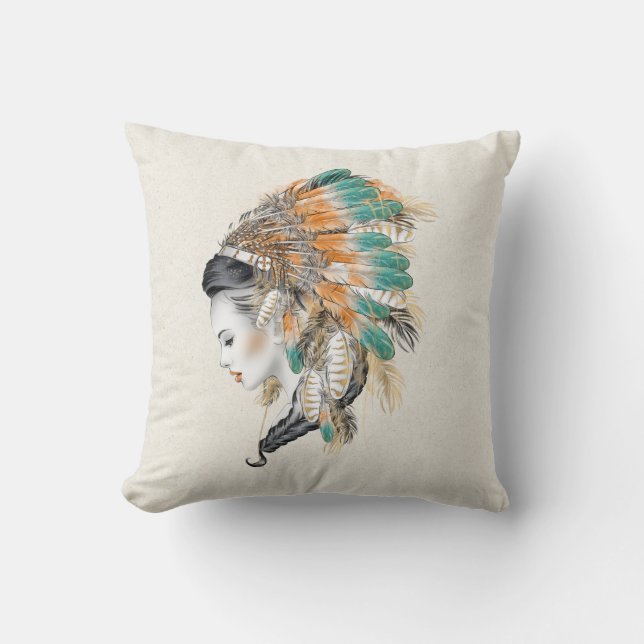 Native American Woman Cushion (Front)