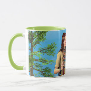Native American Woman Forest Bird Art Mug