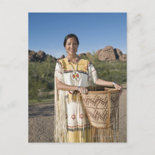 Native American woman in traditional clothing Postcard