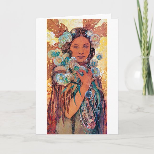 Native American Woman, Mucha Card (Front)
