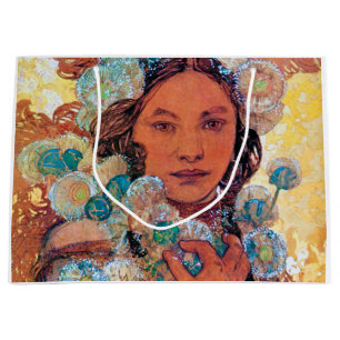 Native American Woman, Mucha Large Gift Bag