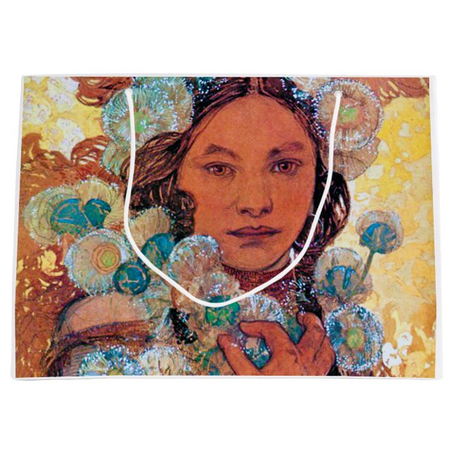 Native American Woman, Mucha Large Gift Bag (Front)