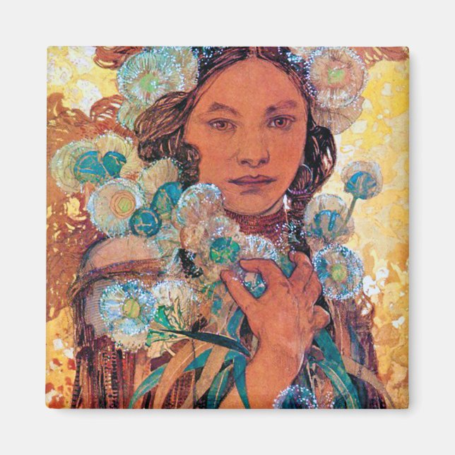 Native American Woman, Mucha Magnet (Front)