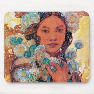 Native American Woman, Mucha Mouse Mat
