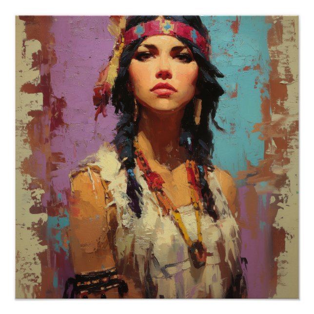 Native American Woman Portrait Poster (Front)