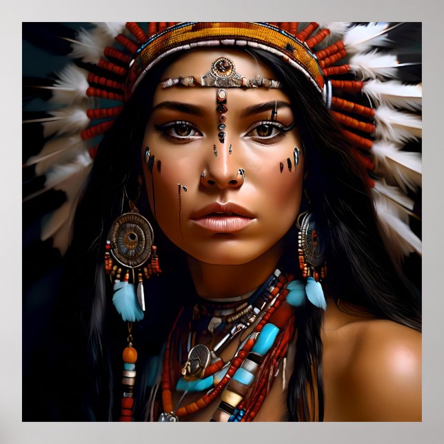 Native American Woman Portrait  Poster (Front)