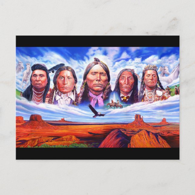 Native Americans Artwork Illustration Postcard (Front)
