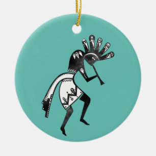 Native Americans Culture - Dancing Kokopelli 1 Ceramic Tree Decoration