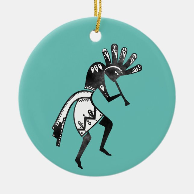 Native Americans Culture - Dancing Kokopelli 1 Ceramic Tree Decoration (Front)