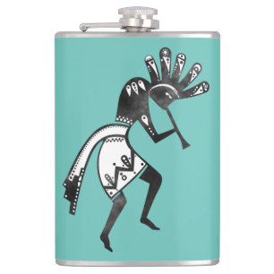 Native Americans Culture - Dancing Kokopelli 1 Hip Flask