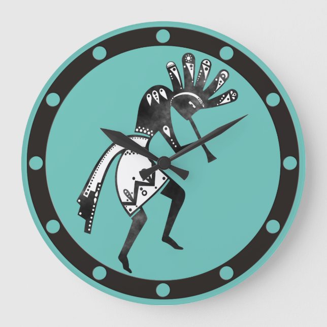 Native Americans Culture - Dancing Kokopelli 1 Large Clock (Front)