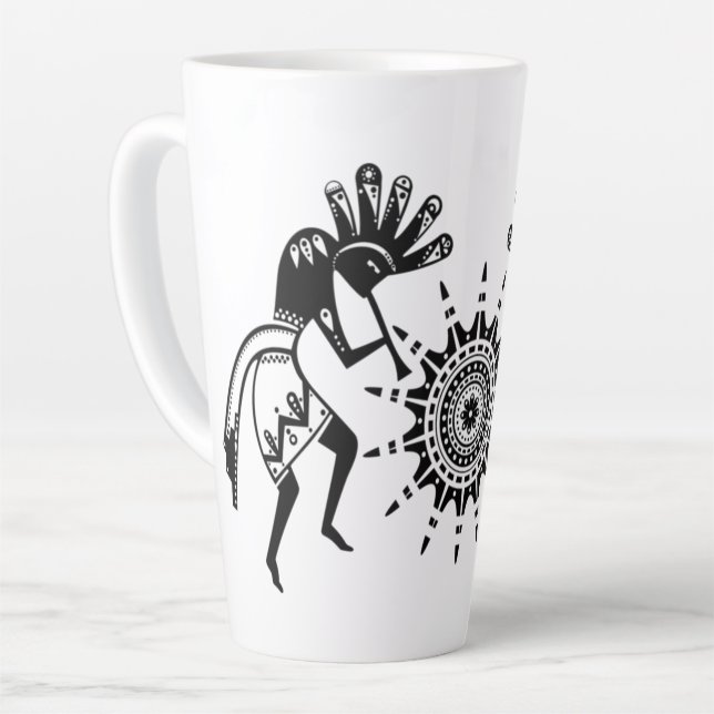 Native Americans Culture - Sun Dancing Kokopelli 1 Latte Mug (Left Angle)