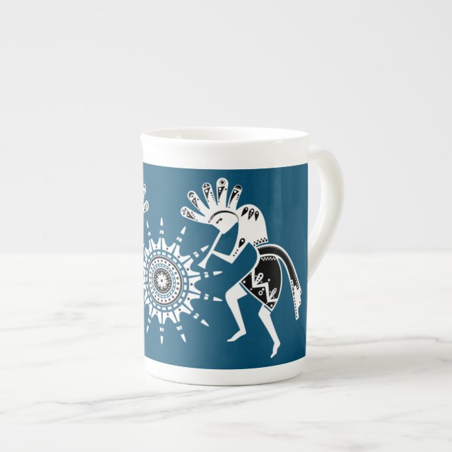 Native Americans Culture - Sun Dancing Kokopelli 2 Bone China Mug (Front Right)
