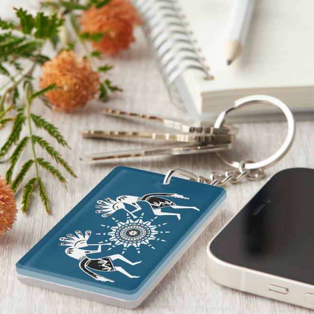 Native Americans Culture - Sun Dancing Kokopelli 2 Key Ring (Front Right)