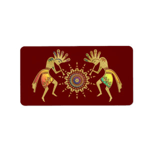 Native Americans Culture - Sun Dancing Kokopelli 3 Label