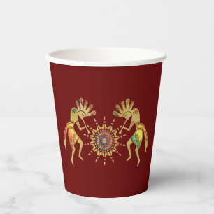 Native Americans Culture - Sun Dancing Kokopelli 3 Paper Cups