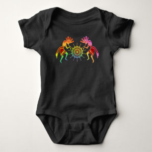 Native Americans Culture - Sun Dancing Kokopelli 4 Baby Bodysuit