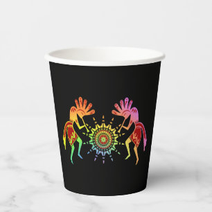 Native Americans Culture - Sun Dancing Kokopelli 4 Paper Cups
