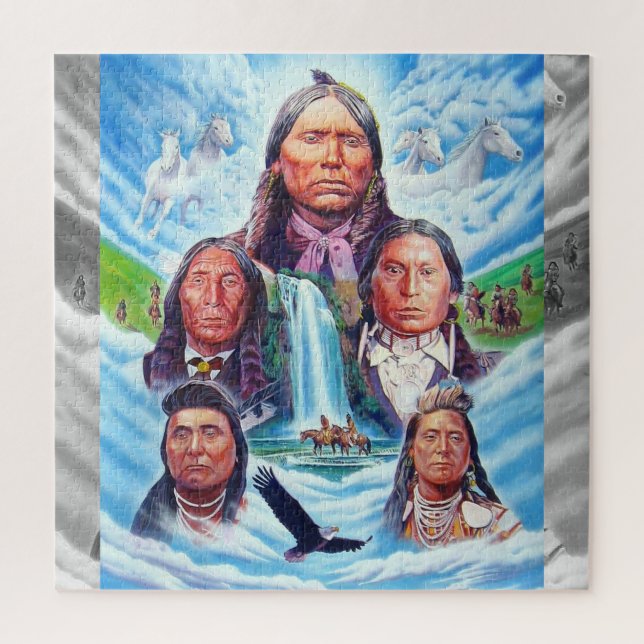 Native Americans Famous Indian Chiefs Painting Jigsaw Puzzle (Vertical)