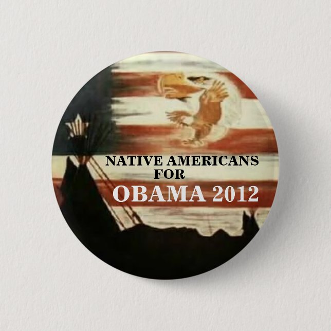 Native Americans for Obama 2012 6 Cm Round Badge (Front)