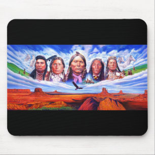 Native Americans Indian Chiefs Custom Add Text Mouse Mat