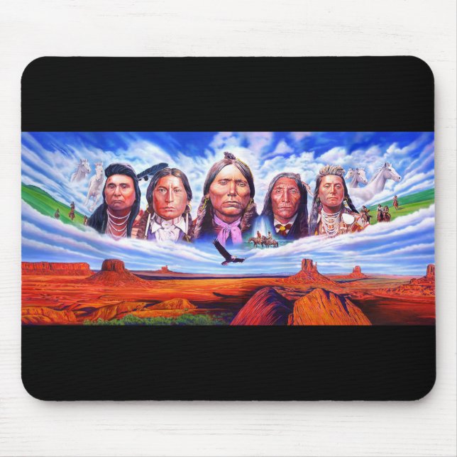 Native Americans Indian Chiefs Custom Add Text Mouse Mat (Front)