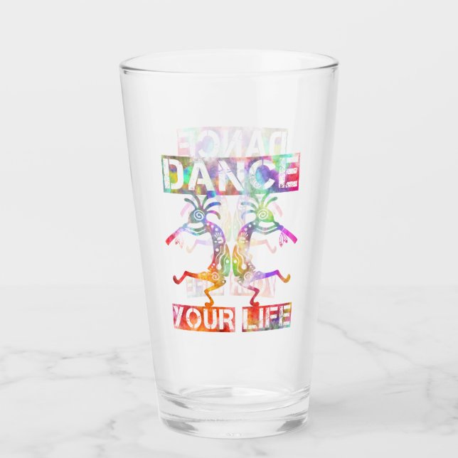 Native Americans Kokopelli - Dance Your Life 3 Glass (Front)