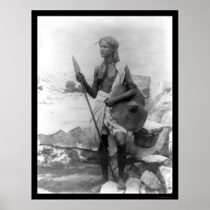 Native and Spear Sudan Africa 1920 Poster